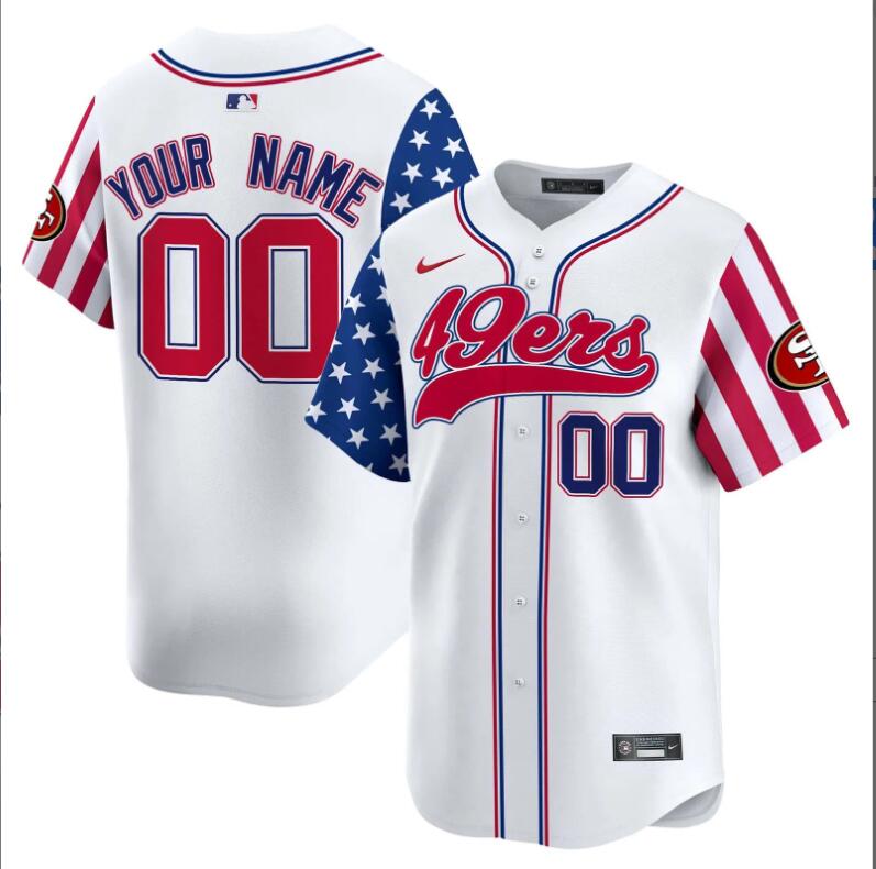 Men 2024 Nike NFL San Francisco 49ers  White 2024 Independence Day Vapor Premier Limited Custom Jersey->customized nfl jersey->Custom Jersey